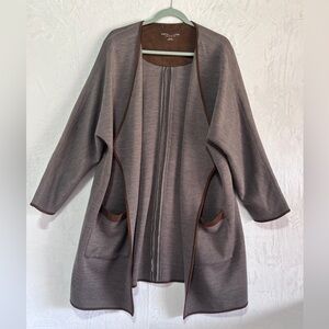 Soft Surroundings Brown Open Front Longline Cardigan Waterfront Drape Sz XL